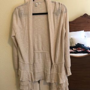 Banana Republic Frilled Cinch Sweater In Cream